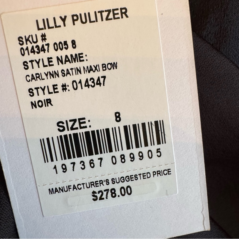 NWT Lilly Pulitzer Carlynn Satin Maxi Bow Dress Noir 8 - Picture 16 of 16
